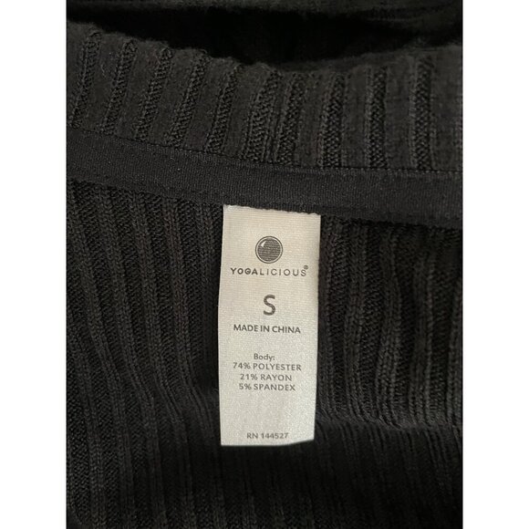 NWT YOGALICOUS Black Long Ribbed Side Slit Duster Cardigan, S - Picture 10 of 12